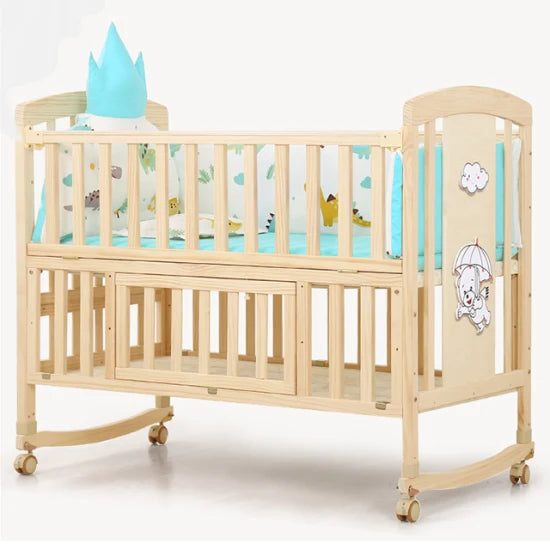 Adjustable Wooden Baby Crib