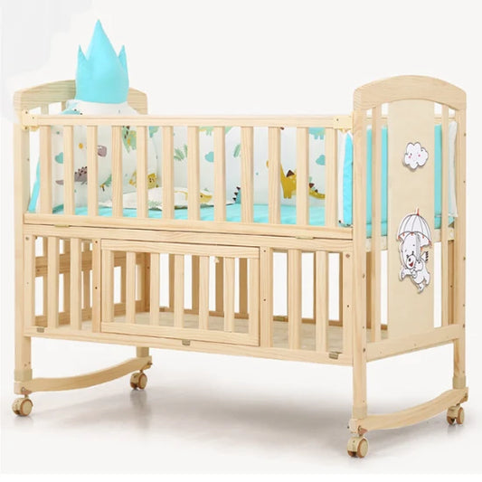 Adjustable Wooden Baby Crib